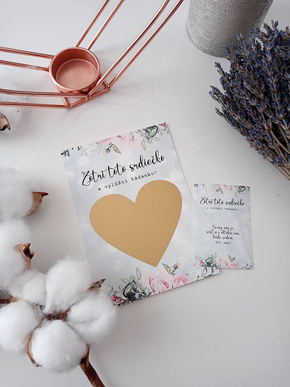 Stieracia kartička Oznámenie o čakaní bábätka s obálkou (hádanka)