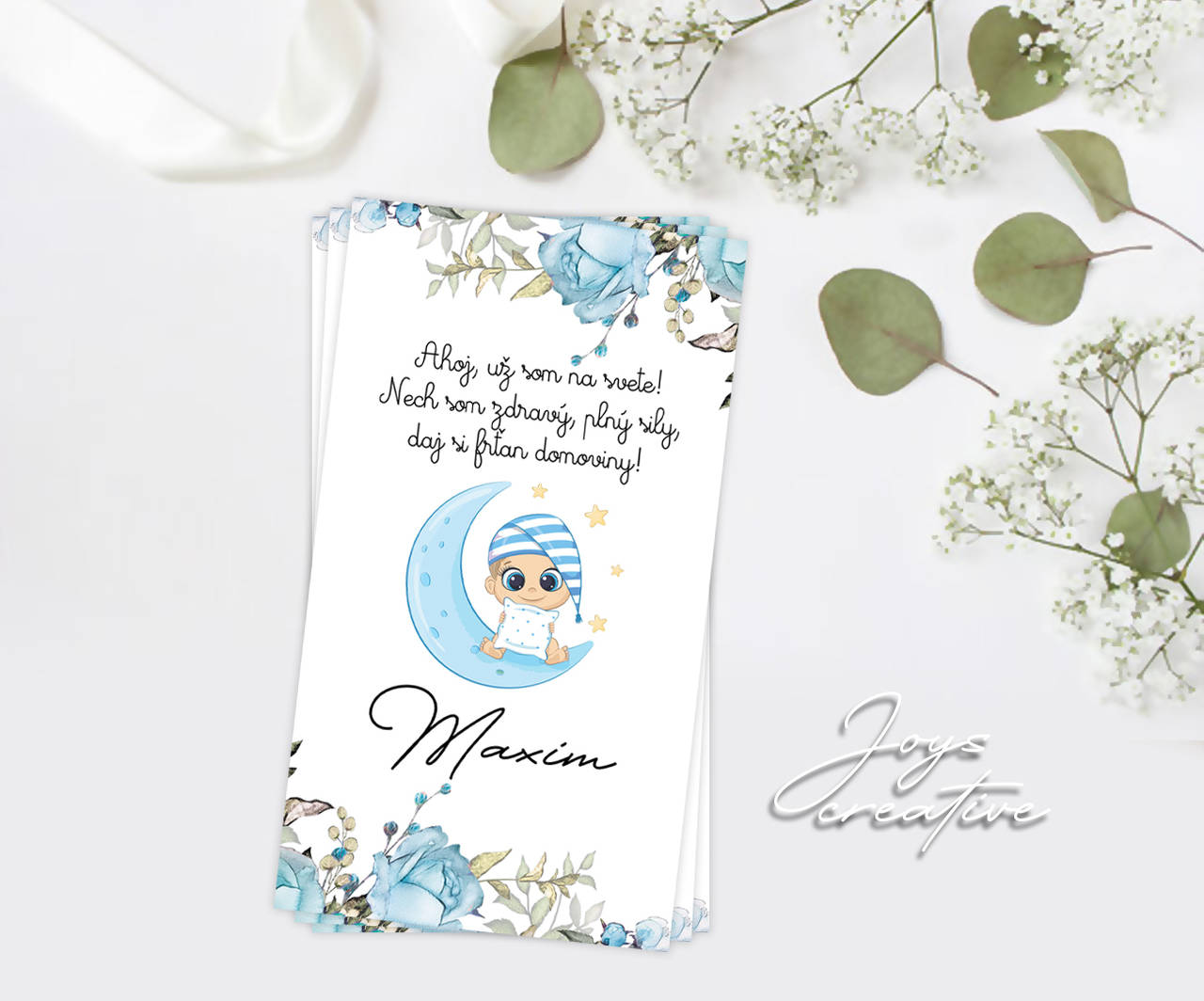 Samolepiaca etiketa "radostník" na víno/pálenku  (pre chlapčeka - frťan)