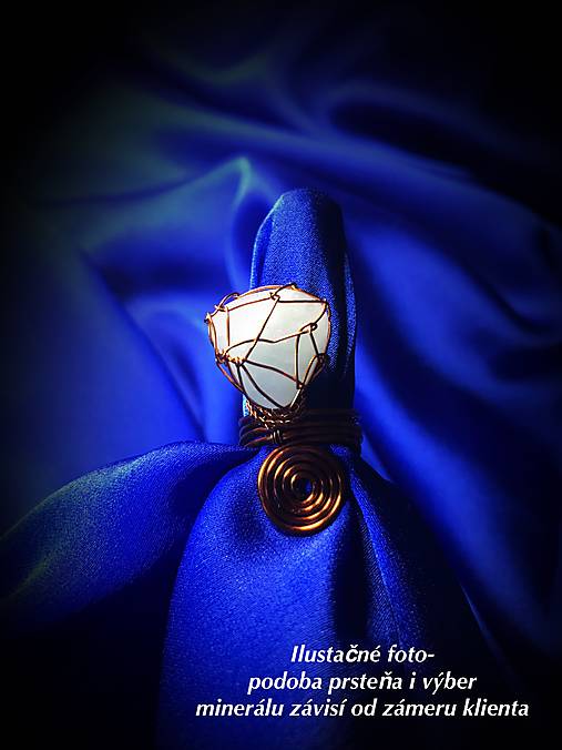 Prstene - Psteň MEĎ + minerál - 17309469_