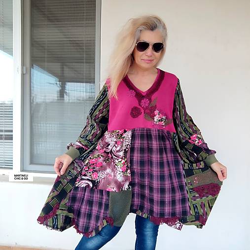 Šaty - Ružové košeľové šaty-Boho šaty Plus veľkosti 3XL - 17311200_