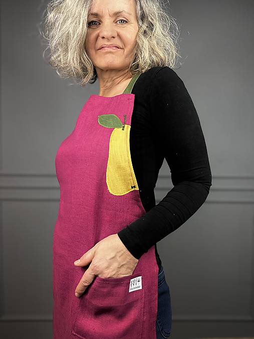 Iné oblečenie - Ľanová zásterka Hruška - 17308213_