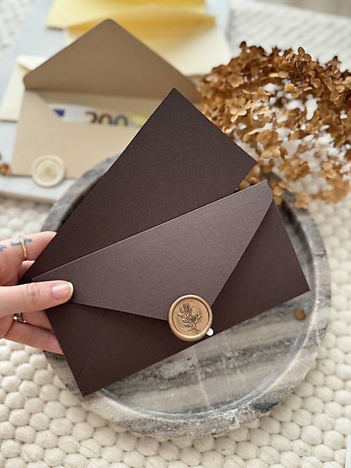 Papiernictvo - Hnedá obálka na peniaze CHOCO 3v1 (obálka, pečať, list) - 17309120_