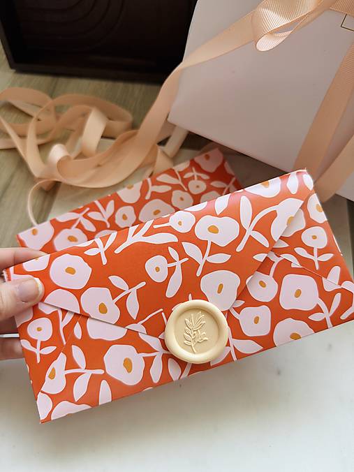 Papiernictvo - Obálka na peniaze POP KVET 3v1 (obálka, pečať, list) - 17310245_