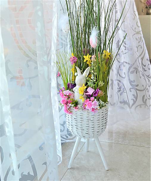 Dekorácie - veľký aranžmán so zajkom-cca 110cm - 17309086_