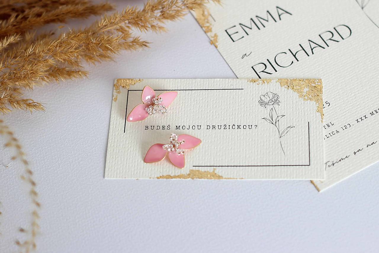 Náušnice pre družičky – nežný darček od nevesty (Ružová)