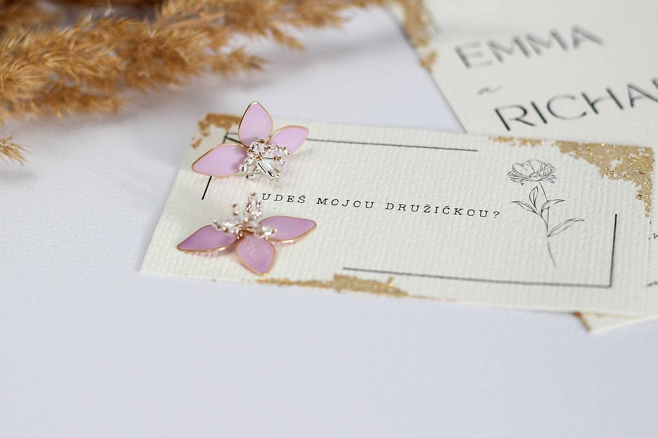 Náušnice pre družičky – nežný darček od nevesty (Fialová)
