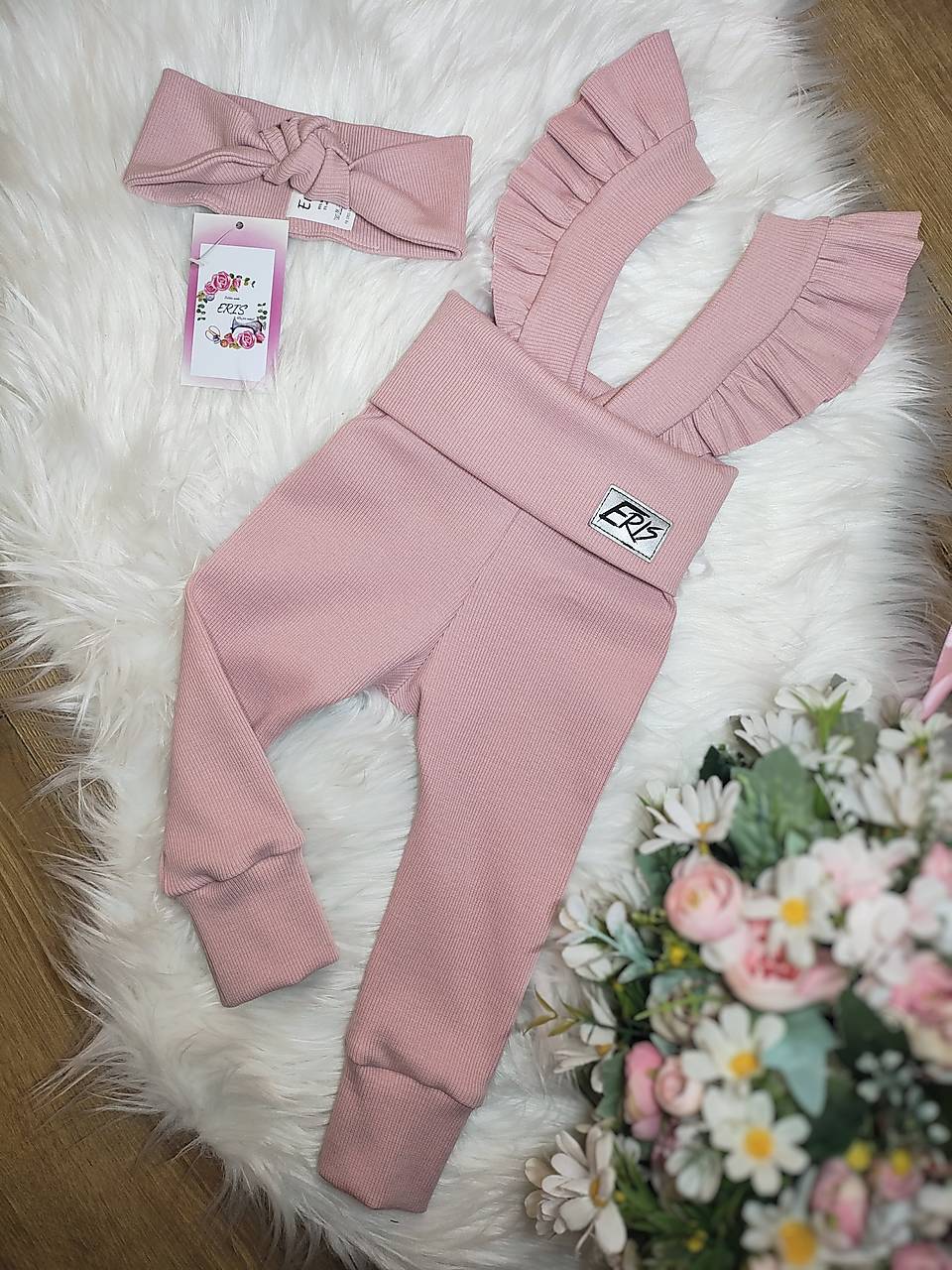 REBROVANÉ legíny na traky s volánikmi STARORUŽOVÁ