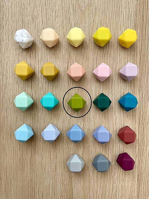 Materiál ručne robený - Silikónové korálky - hexagón - 14mm (Zelená) - 17312669_