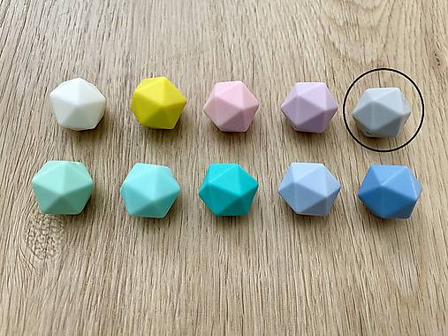 Materiál ručne robený - Silikónové korálky - icosahedron - 14mm (Sivá) - 17312721_