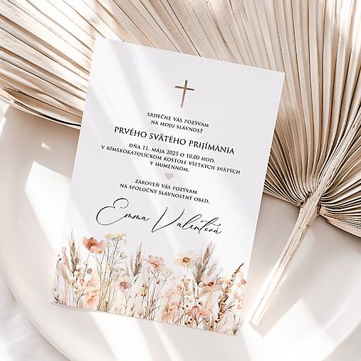 Papiernictvo - Pozvánka na prvé sväté prijímanie Emily - 17315647_