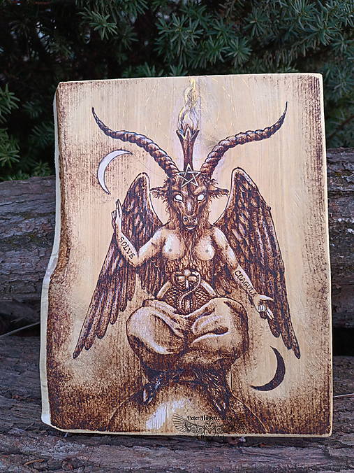 Obrazy - BAPHOMET - ručne vypaľovaný obraz - hand-burned image - 17317816_