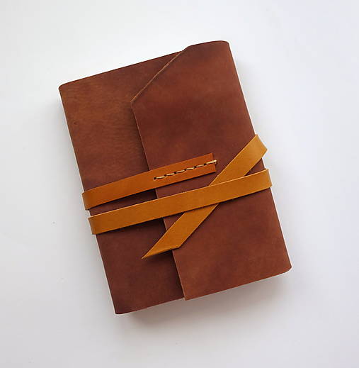Papiernictvo - Minimalistický kožený zápisník A6 gaštanový - 17315639_