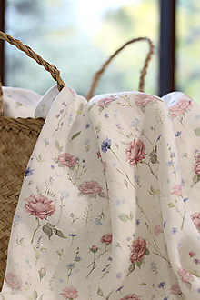 Textil - Exkluzívna ľanová autorská vintage látka, 100% predpraný mäkčený ľan, cena za 0,5m  - 17316144_