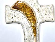 Dekorácie - Keramický kríž so sklom - 17315781_