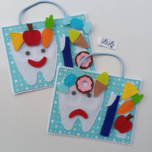 Hračky - Čistenie zúbka - quiet book karta - 17316111_