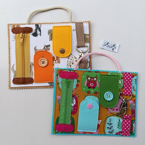 Hračky - Zapínanie - quiet book karta (Psíky) - 17316177_