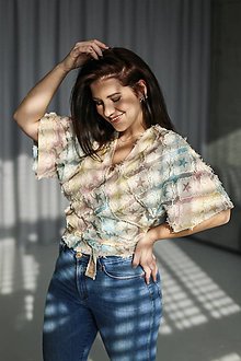 Kimoná - Kimonotop I WISH - žakárový denim - 17318801_
