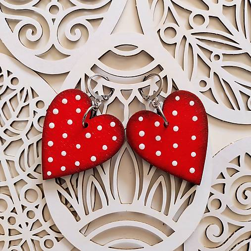 Náušnice - Heart dots // Red - 17318334_