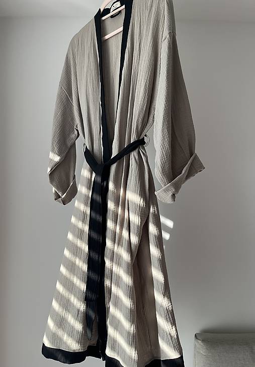 Kimoná - DOPREDAJ SKLAD Kimono / župan mušelin GREY - 17321795_