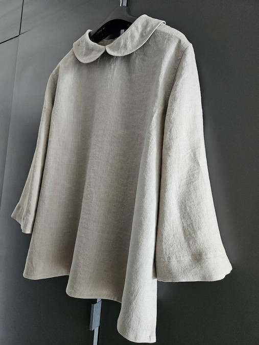 Blúzky a košele -  Zelená ľanová blúzka - 17320252_