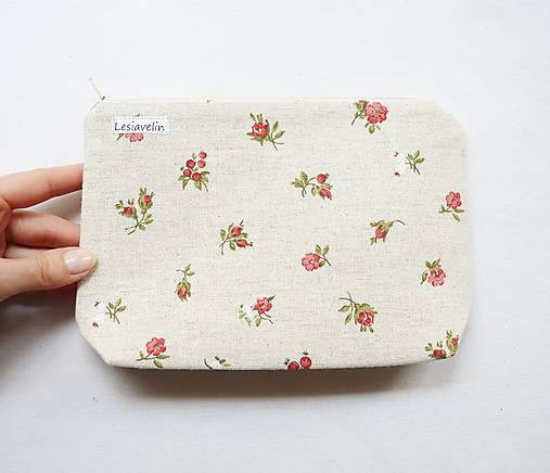 Taštičky - Taštička objemná väčšia - Mini ružičky - 17324957_