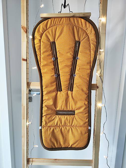 Detský textil - VLNIENKA podložka do kočíka THULE  Urban Glide 100% MERINO TOP SUPER WASH Natural Bodka horčicová - 17322550_