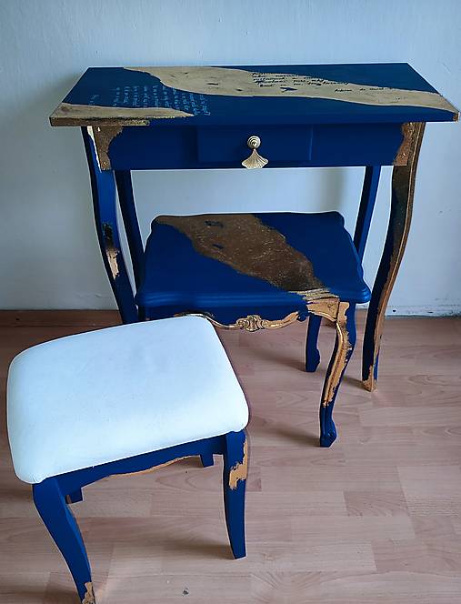 Nábytok - Modro zlatá zostava - 17323681_