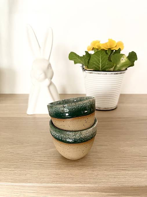 Nádoby - Esspreso pohárik (zelená) kamenina - 17323306_