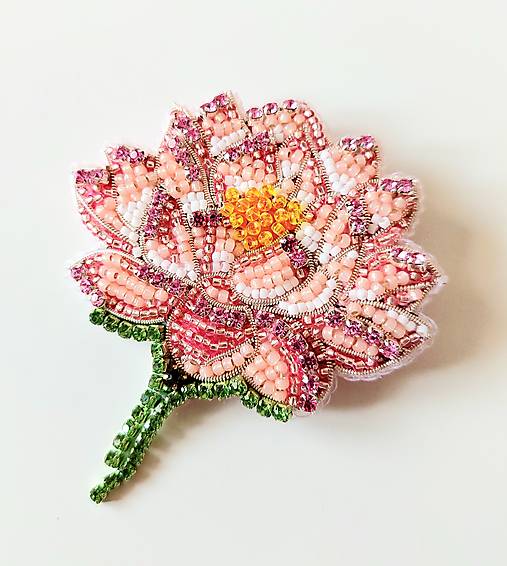Brošne - Handmade šitá korálková brošňa lekno - 17327504_