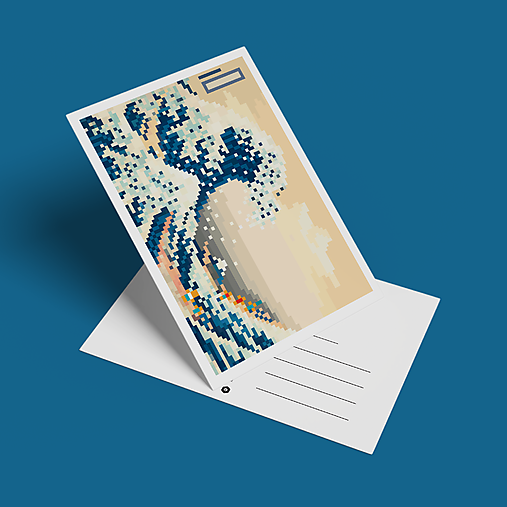 Papiernictvo - Pohľadnica Veľká vlna - pixelart - 17326667_