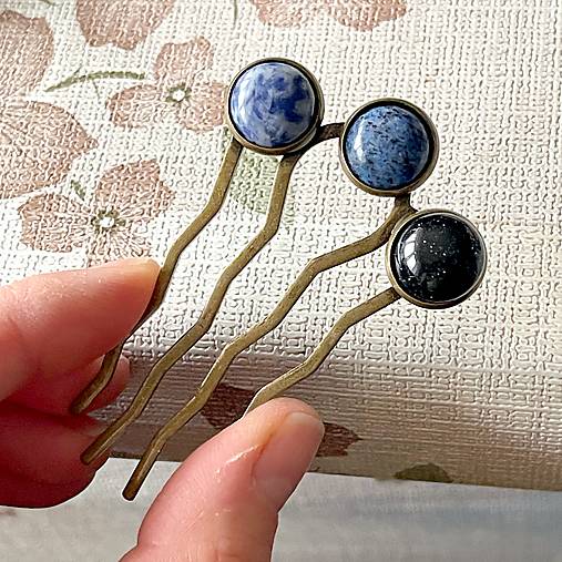 Elegant Bronze Gemstone Hair Comb / Hrebienok do vlasov s minerálmi E064