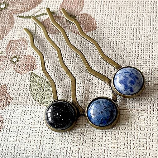 Elegant Bronze Gemstone Hair Comb / Hrebienok do vlasov s minerálmi E064