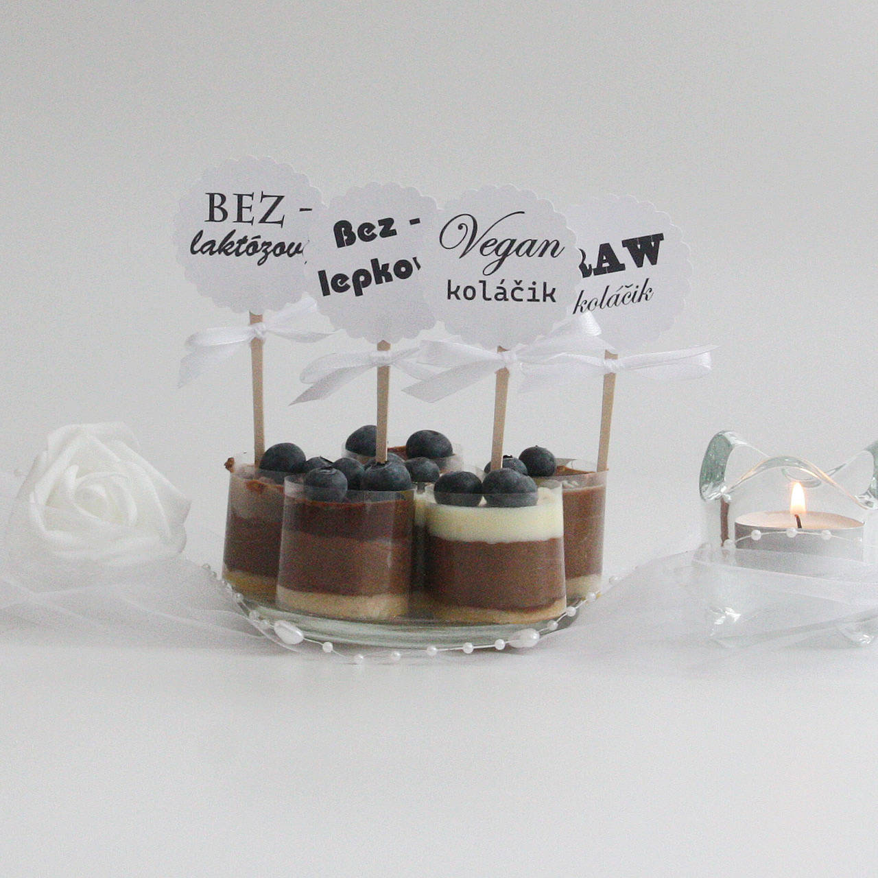 Zápichy do koláčov s mašličkou  - set 15 ks