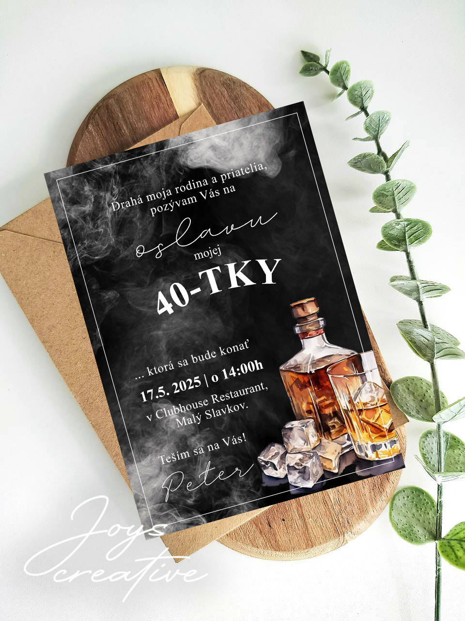 Pozvánka na narodeniny pre chlapa, narodeninová pozvánka na oslavu 60tky  (Whisky)