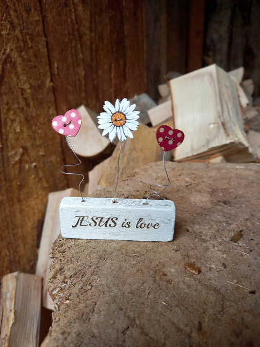 Dekorácie - Mini dekorácia- Jesus is love - 17329468_