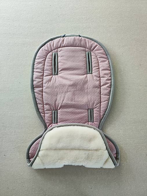 Detský textil - Podložka do kočíka ROAN Ivi  100% ovčie rúno MERINO TOP SUPER WASH Natural Bodka ružová - 17332432_
