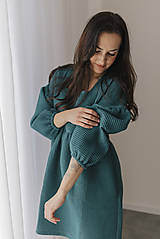 Oblečenie na dojčenie - Šaty na dojčenie "Maison Waffle" - petrolejové - 17331833_