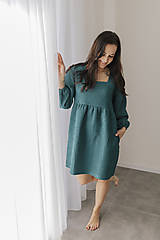 Oblečenie na dojčenie - Šaty na dojčenie "Maison Waffle" - petrolejové - 17331834_