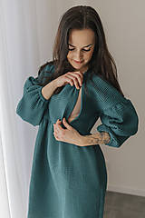 Oblečenie na dojčenie - Šaty na dojčenie "Maison Waffle" - petrolejové - 17331835_