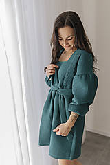 Oblečenie na dojčenie - Šaty na dojčenie "Maison Waffle" - petrolejové - 17331837_