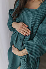 Oblečenie na dojčenie - Šaty na dojčenie "Maison Waffle" - petrolejové - 17331838_