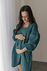 Oblečenie na dojčenie - Šaty na dojčenie "Maison Waffle" - petrolejové - 17331839_