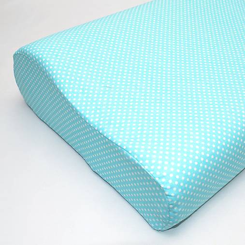 Úžitkový textil - Biele bodky na tyrkysovej - obliečka na anatomický vankúš - 17332143_