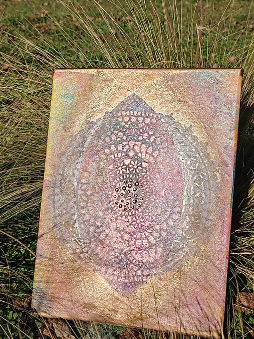 Obrazy - Vesica piscis - zlatá - 17334539_