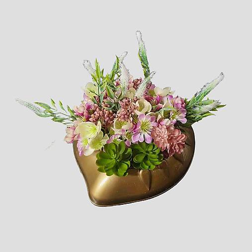 Dekorácie - Dušičky - zaťažená ikebana na hrob v tvare srdca č.87 - dekorácia - 17336301_