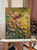 Obrazy - Obraz "Kvety na letnej lúke" - olejomaľba, sololit, 40x50 cm - 17335476_
