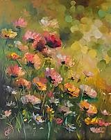 Obrazy - Obraz "Kvety na letnej lúke" - olejomaľba, sololit, 40x50 cm - 17335477_