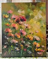 Obrazy - Obraz "Kvety na letnej lúke" - olejomaľba, sololit, 40x50 cm - 17335478_