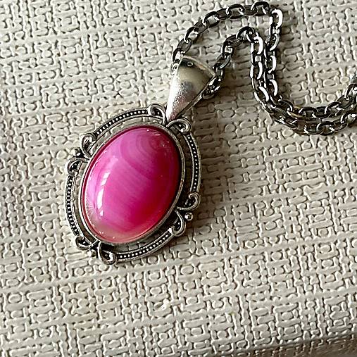 Stripe Agate Antique Silver Pendant / Prívesok s pásikavým achátom E066
