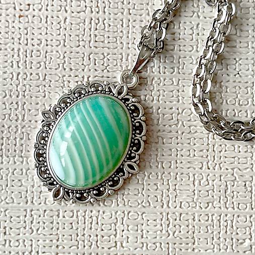 Stripe Agate Antique Silver Pendant / Prívesok s pásikavým achátom E066